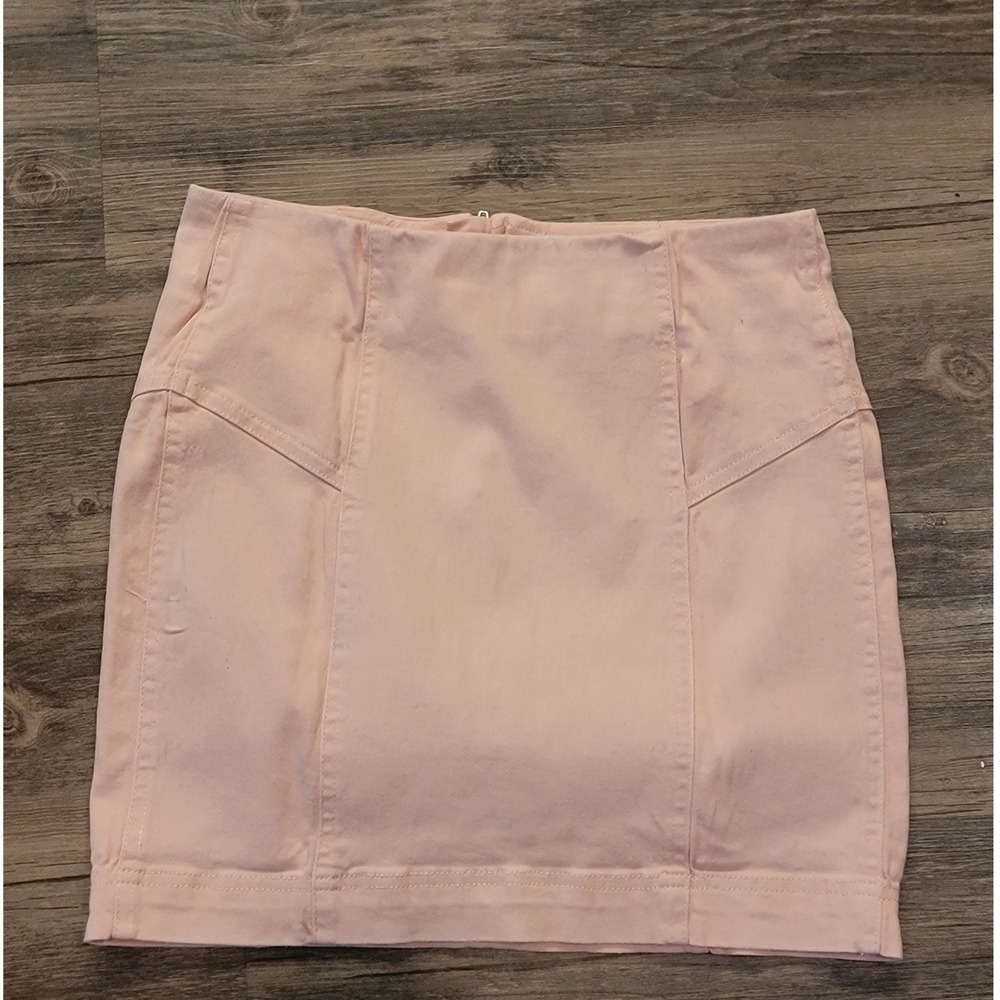 Chelsea & Violet Girls Pink Denim Mini Skirt Size L Zip Back Cotton Blend